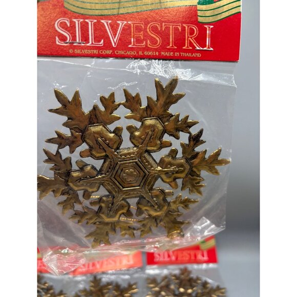 Vtg Silvestri Gold Tone Metal Snowflake Ornaments Set Of 7 - Picture 2 of 4